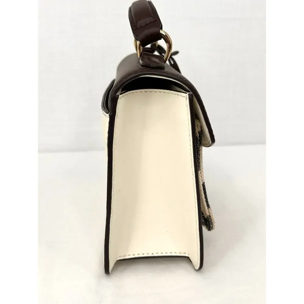 Lauren Ralph Lauren Canvas Mini Beckett Satchel Zebra Chestnut LRL Lock